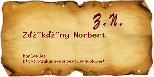 Zákány Norbert névjegykártya