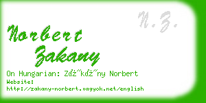 norbert zakany business card